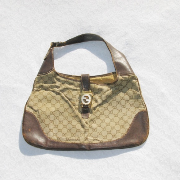 VINTAGE Gucci Hobo Monogram Logo Crescent Handbag - Picture 10 of 15